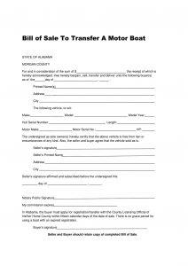 Free Fillable Alabama Boat Bill of Sale Form