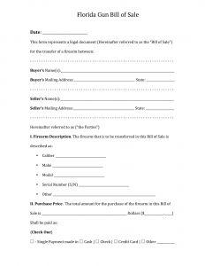 Free Fillable Florida Firearm Bill of Sale Form