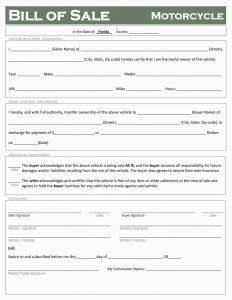 Free Fillable Florida Motorcycle Bill of Sale Form