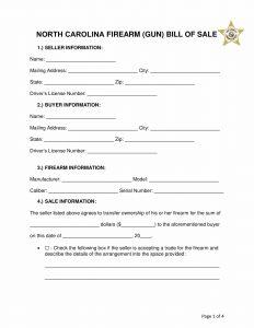 Free Fillable North Carolina Firearm Bill of Sale Form