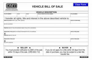 Free Fillable Oregon Vehicle Bill of Sale Form