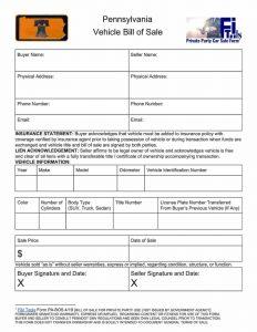 Free Fillable Pennsylvania Vehicle Bill of Sale Form