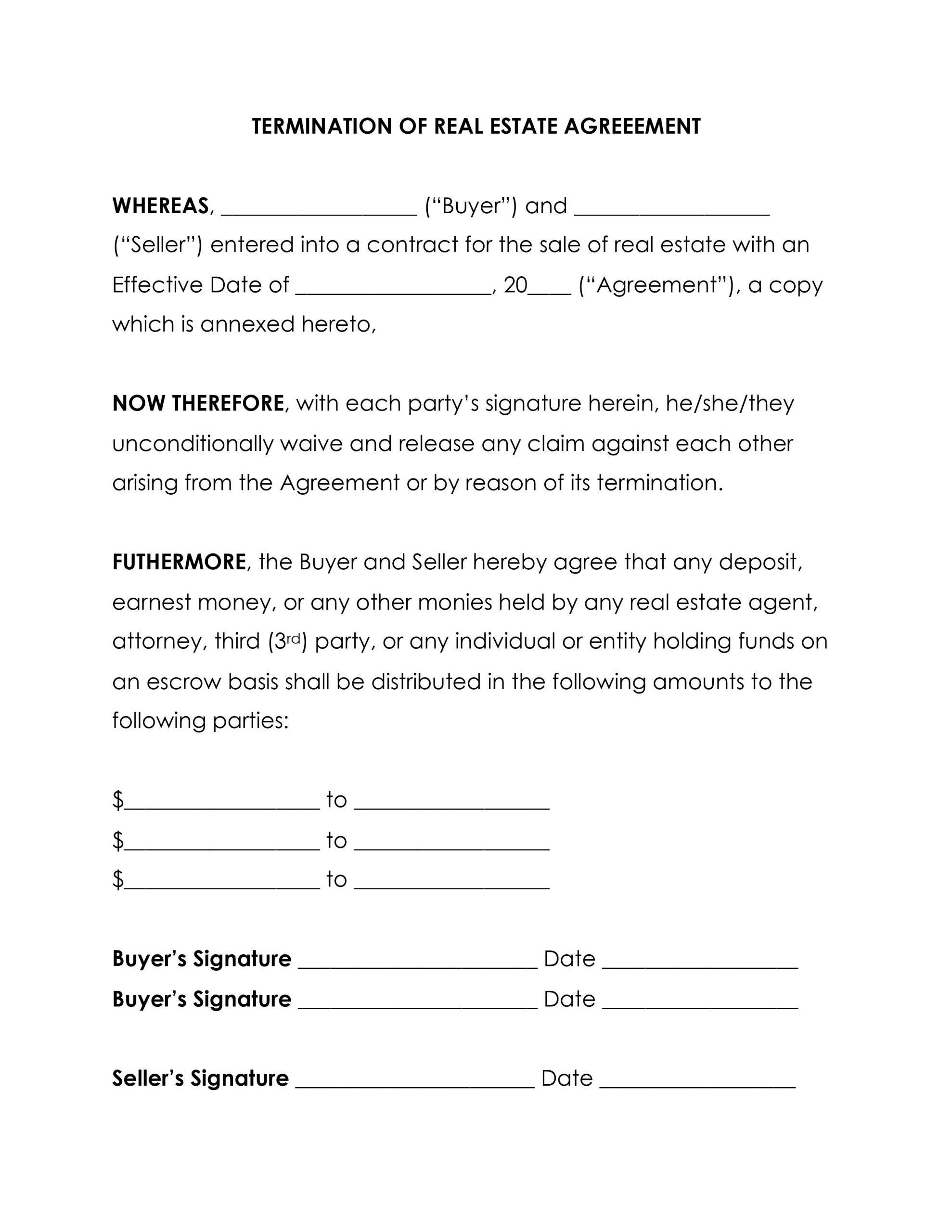 Free Cancellation of Purchase Agreement Form